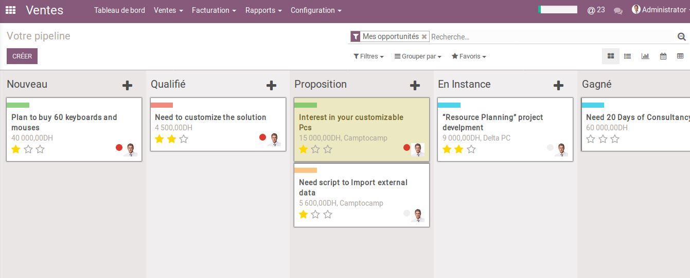 Odoo- Echantillon n° 3 pour trois colonnes